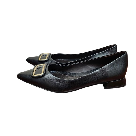 Tory Burch Georgia Point Toe Black Water Snake Heels Flats 6.5 - Picture 8 of 13